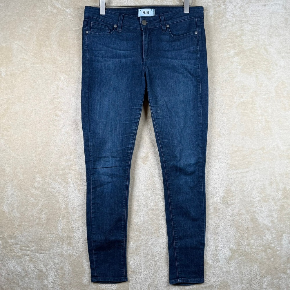 Paige Peg Super Skinny Jeans Womens Size 30 Dark Indigo Blue Stretch Denim